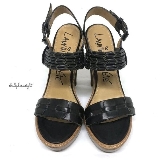 LANVIN Leather WOOD Heels Sandals 40 9 9.5 $1290 - Picture 7 of 12